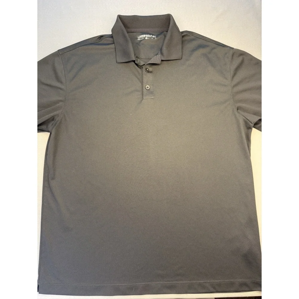 Nike Golf Mens Dri-FIT‎ Black Short Sleeve Polo Shirt 3-Button Mesh Texture XL